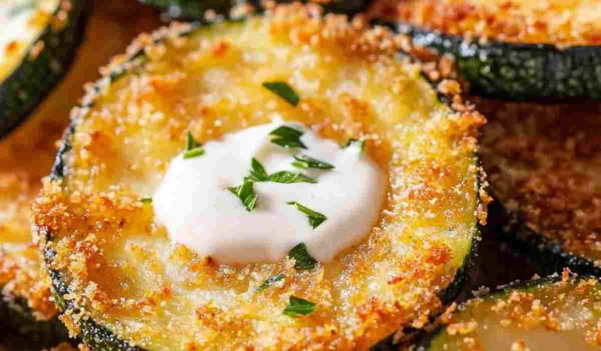 Thinly sliced zucchini rounds ready to be baked into crispy chips